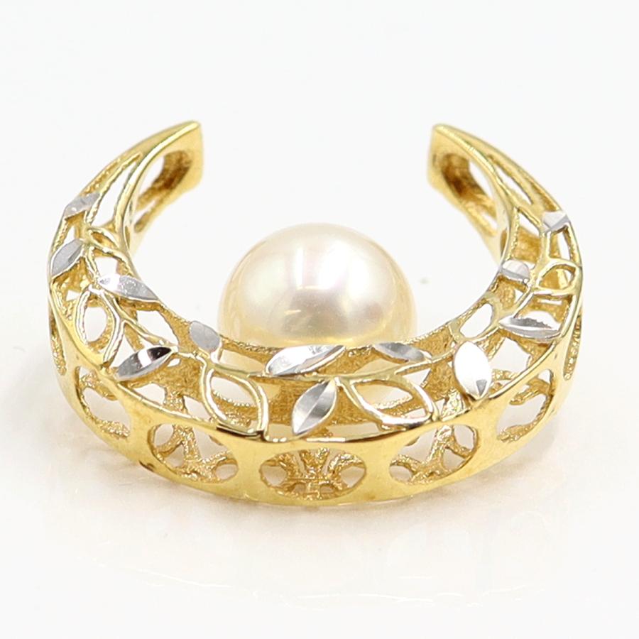 K18パールペンダントトップ 2WAYリバーシブル　パールサイズ約7.7mm　重量2.12ｇ(石の重量含む) （中古）