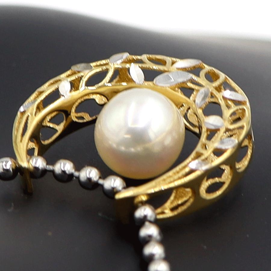 K18パールペンダントトップ 2WAYリバーシブル　パールサイズ約7.7mm　重量2.12ｇ(石の重量含む) （中古）