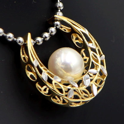 K18パールペンダントトップ 2WAYリバーシブル　パールサイズ約7.7mm　重量2.12ｇ(石の重量含む) （中古）