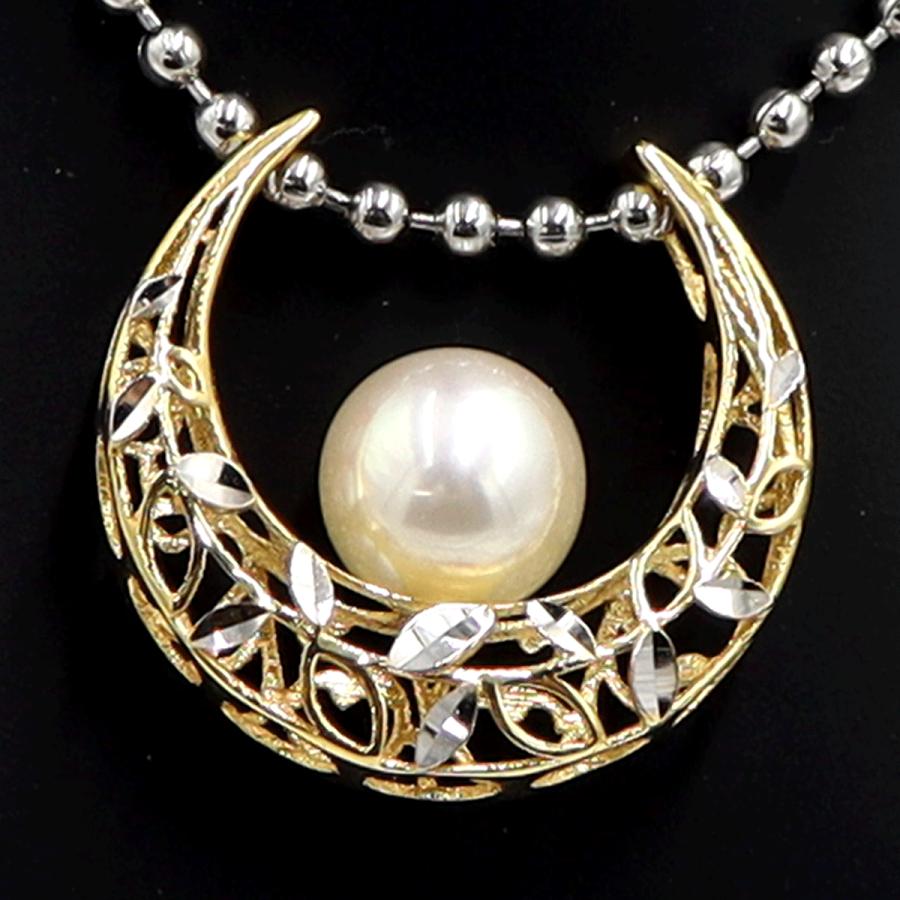 K18パールペンダントトップ 2WAYリバーシブル　パールサイズ約7.7mm　重量2.12ｇ(石の重量含む) （中古）