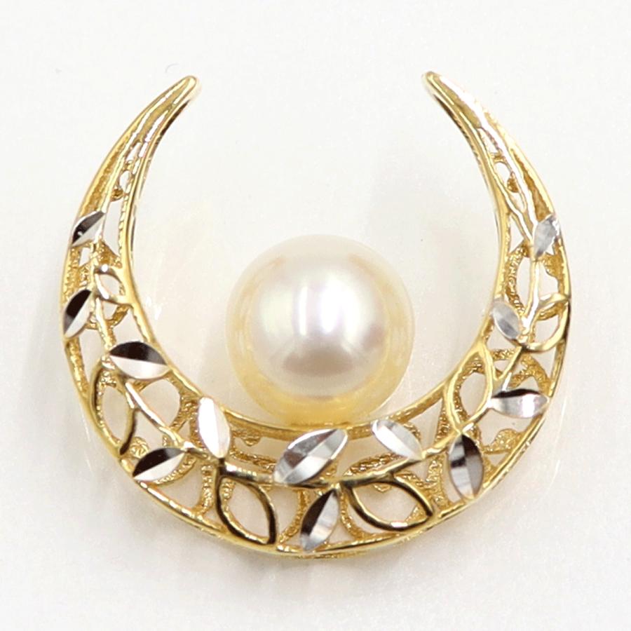 K18パールペンダントトップ 2WAYリバーシブル　パールサイズ約7.7mm　重量2.12ｇ(石の重量含む) （中古）