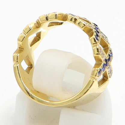 K18サファイアダイヤモンドリング　S0.41ct　D0.26ct　リングサイズ9号　重量7.21ｇ(石の重量含む)　レディース（中古）