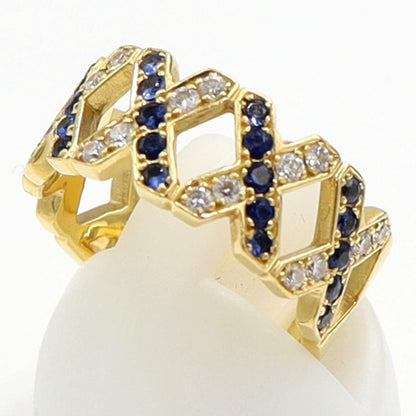 K18サファイアダイヤモンドリング　S0.41ct　D0.26ct　リングサイズ9号　重量7.21ｇ(石の重量含む)　レディース（中古）