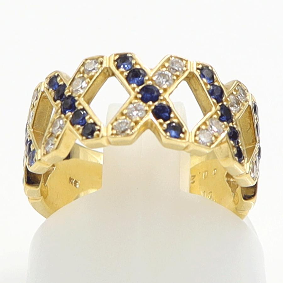 K18サファイアダイヤモンドリング　S0.41ct　D0.26ct　リングサイズ9号　重量7.21ｇ(石の重量含む)　レディース（中古）