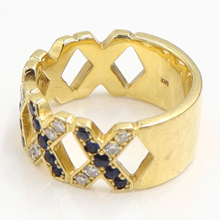 K18サファイアダイヤモンドリング　S0.41ct　D0.26ct　リングサイズ9号　重量7.21ｇ(石の重量含む)　レディース（中古）