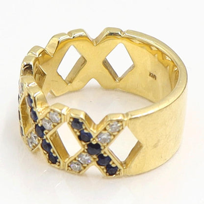 K18サファイアダイヤモンドリング　S0.41ct　D0.26ct　リングサイズ9号　重量7.21ｇ(石の重量含む)　レディース（中古）