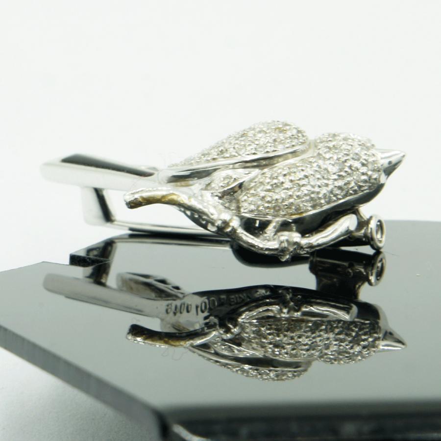 K18オニキスダイヤブローチ　D0.46　R0.01「鳥 バード」　重量5.59ｇ(石の重量込み）（中古）