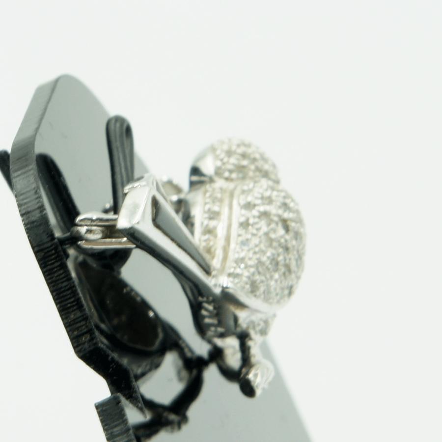 K18オニキスダイヤブローチ　D0.46　R0.01「鳥 バード」　重量5.59ｇ(石の重量込み）（中古）