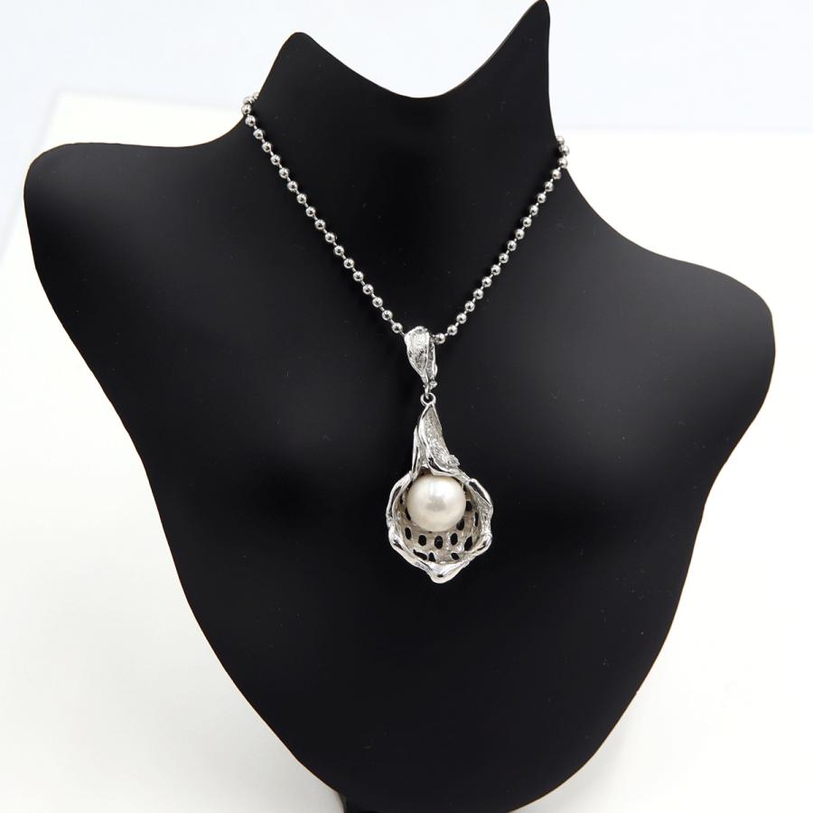 Pt900パールダイヤモンドペンダント　D0.04ct　パールサイズ9.5mm　重量7.95ｇ(石の重量含む) （中古）