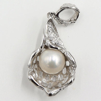 Pt900パールダイヤモンドペンダント　D0.04ct　パールサイズ9.5mm　重量7.95ｇ(石の重量含む) （中古）