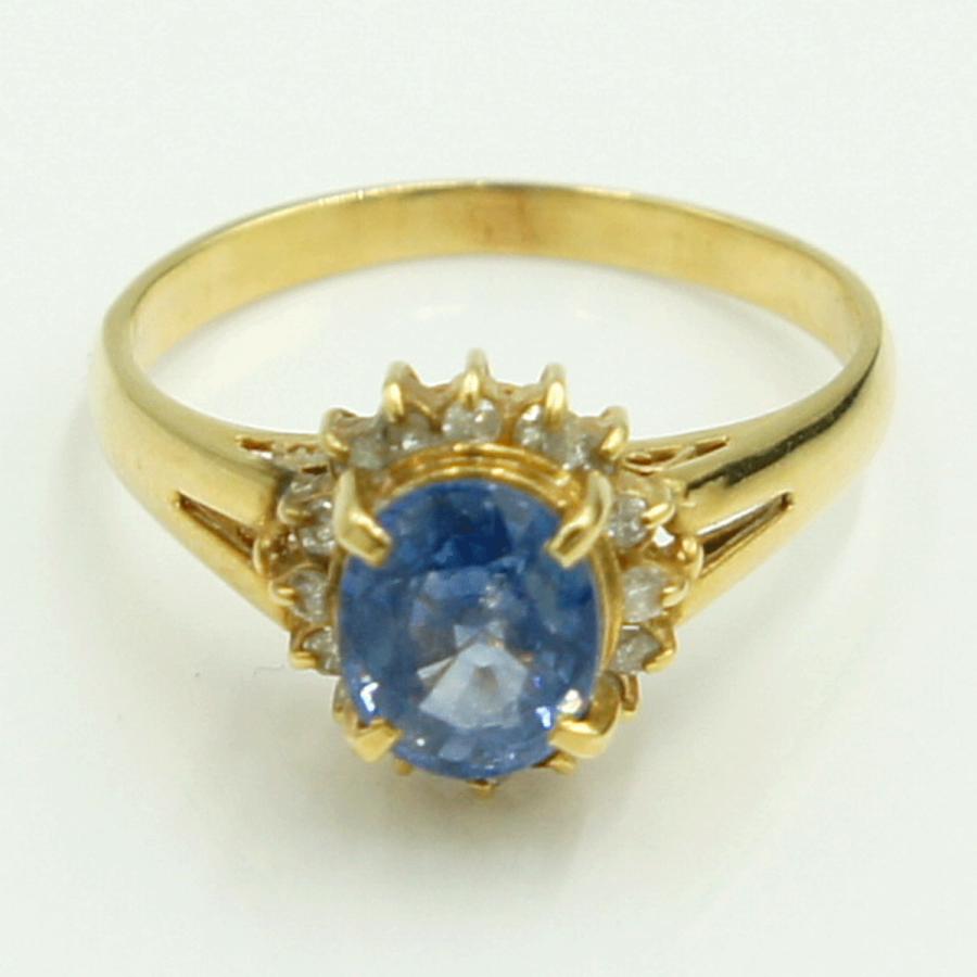 K18サファイアダイヤモンドリング　D0.16ct　リングサイズ13号　重量2.92ｇ(石の重量含む)　レディース（中古）