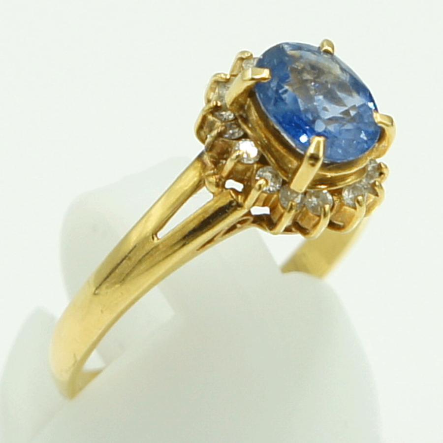 K18サファイアダイヤモンドリング　D0.16ct　リングサイズ13号　重量2.92ｇ(石の重量含む)　レディース（中古）