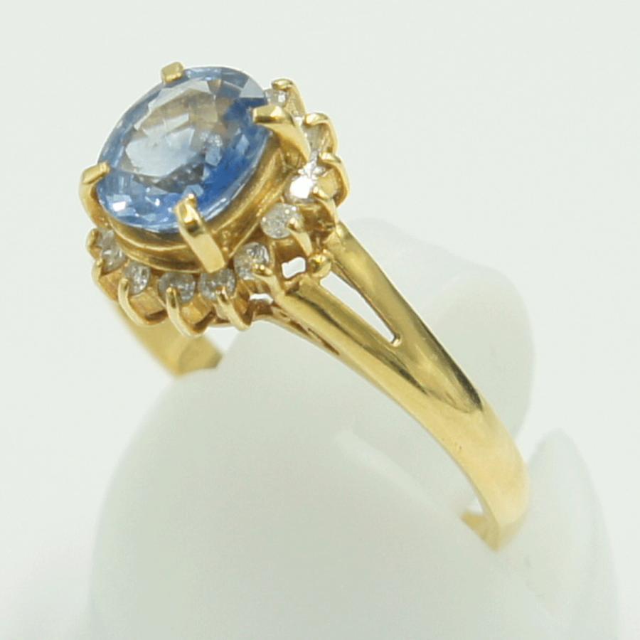 K18サファイアダイヤモンドリング　D0.16ct　リングサイズ13号　重量2.92ｇ(石の重量含む)　レディース（中古）