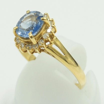 K18サファイアダイヤモンドリング　D0.16ct　リングサイズ13号　重量2.92ｇ(石の重量含む)　レディース（中古）