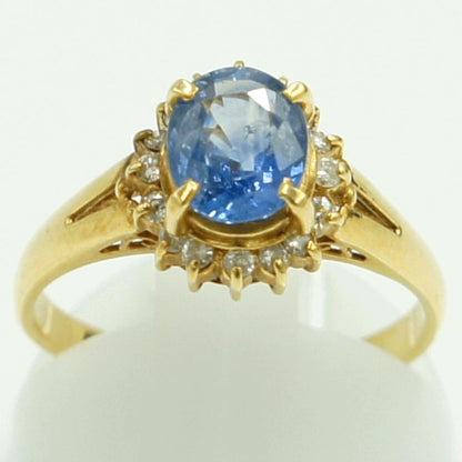 K18サファイアダイヤモンドリング　D0.16ct　リングサイズ13号　重量2.92ｇ(石の重量含む)　レディース（中古）