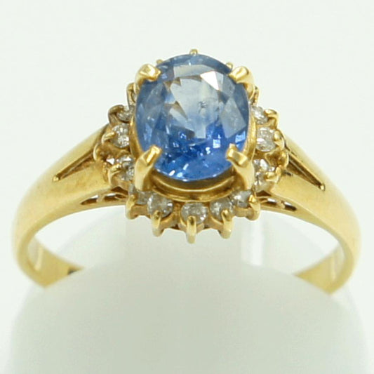 K18サファイアダイヤモンドリング　D0.16ct　リングサイズ13号　重量2.92ｇ(石の重量含む)　レディース（中古）