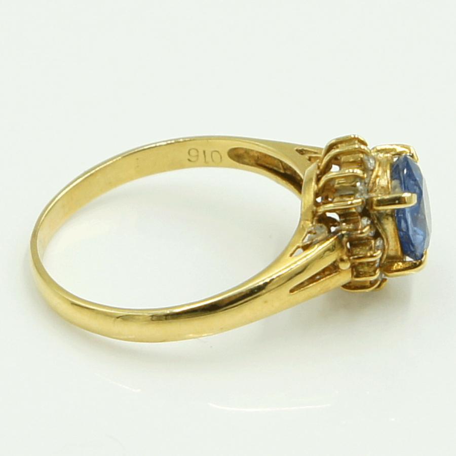 K18サファイアダイヤモンドリング　D0.16ct　リングサイズ13号　重量2.92ｇ(石の重量含む)　レディース（中古）