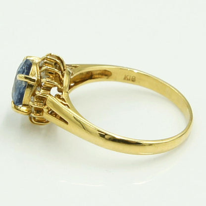 K18サファイアダイヤモンドリング　D0.16ct　リングサイズ13号　重量2.92ｇ(石の重量含む)　レディース（中古）