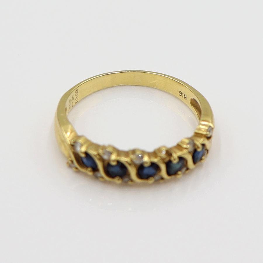 K18サファイアダイヤリング　S0.48ct D0.12ct　リングサイズ12号　 重量2.80ｇ(石の重量含む)　レディース(中古)