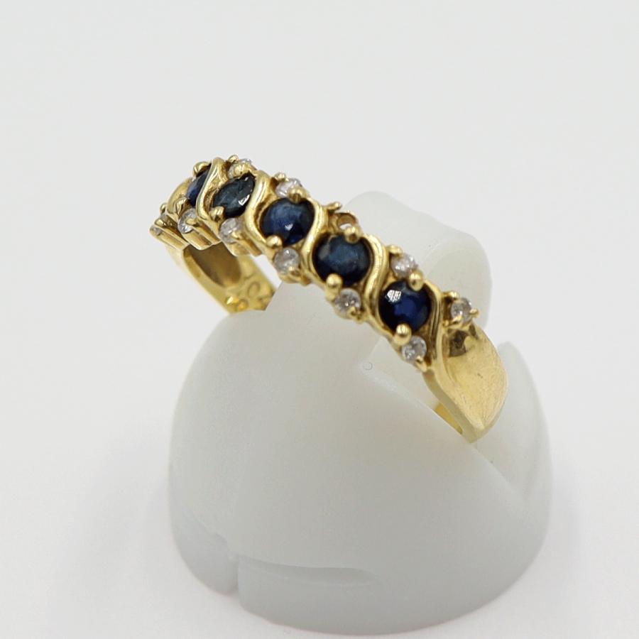 K18サファイアダイヤリング　S0.48ct D0.12ct　リングサイズ12号　 重量2.80ｇ(石の重量含む)　レディース(中古)