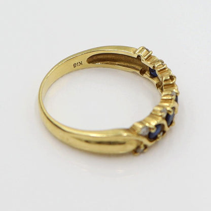 K18サファイアダイヤリング　S0.48ct D0.12ct　リングサイズ12号　 重量2.80ｇ(石の重量含む)　レディース(中古)