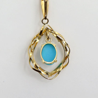 K18ターコイズペンダントネックレス　ネックレス長さ40cm　重量2.69ｇ(石の重量含む) 　レディース(中古)