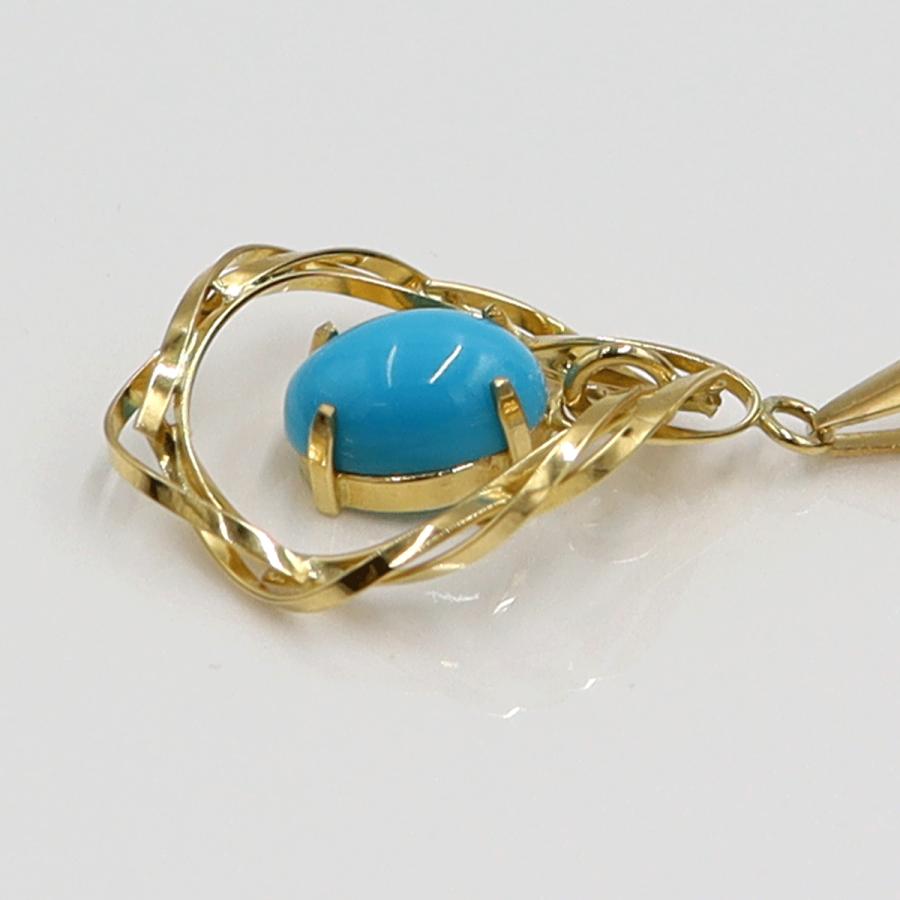 K18ターコイズペンダントネックレス　ネックレス長さ40cm　重量2.69ｇ(石の重量含む) 　レディース(中古)