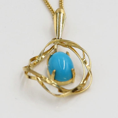 K18ターコイズペンダントネックレス　ネックレス長さ40cm　重量2.69ｇ(石の重量含む) 　レディース(中古)