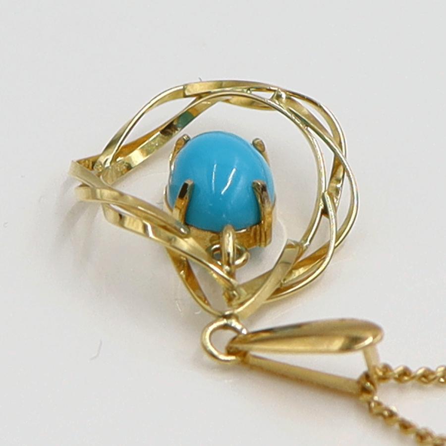 K18ターコイズペンダントネックレス　ネックレス長さ40cm　重量2.69ｇ(石の重量含む) 　レディース(中古)