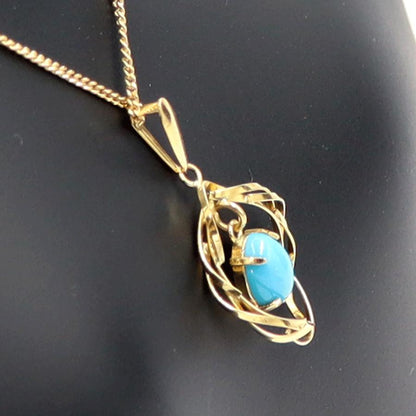 K18ターコイズペンダントネックレス　ネックレス長さ40cm　重量2.69ｇ(石の重量含む) 　レディース(中古)