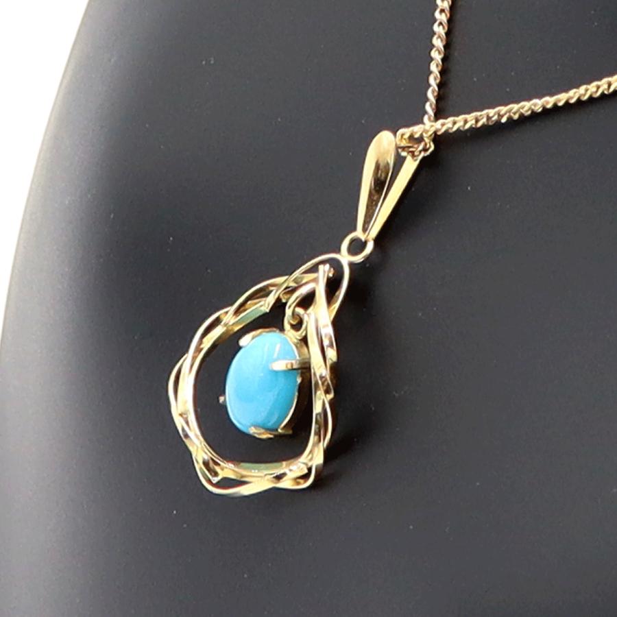 K18ターコイズペンダントネックレス　ネックレス長さ40cm　重量2.69ｇ(石の重量含む) 　レディース(中古)