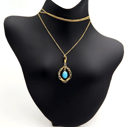 K18ターコイズペンダントネックレス　ネックレス長さ40cm　重量2.69ｇ(石の重量含む) 　レディース(中古)