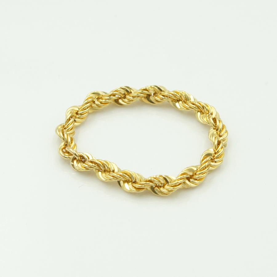 K18ロープチェーンリング　リング21号　重量0.89ｇ　レディース（中古）