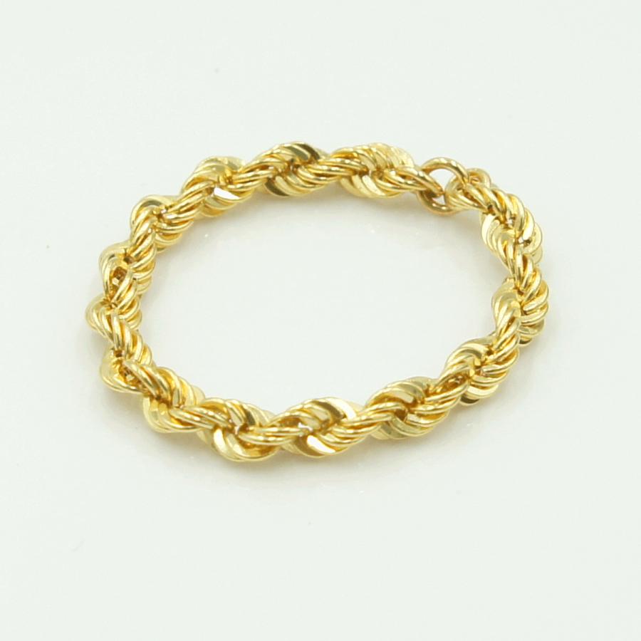 K18ロープチェーンリング　リング21号　重量0.89ｇ　レディース（中古）