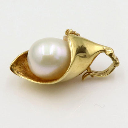 K18パールダイヤモンドペンダントトップ　P9mm　D0.02ct　重量4.50ｇ(石の重量含む)（中古）