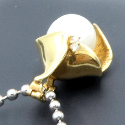 K18パールダイヤモンドペンダントトップ　P9mm　D0.02ct　重量4.50ｇ(石の重量含む)（中古）