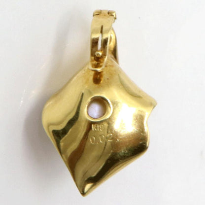 K18パールダイヤモンドペンダントトップ　P9mm　D0.02ct　重量4.50ｇ(石の重量含む)（中古）