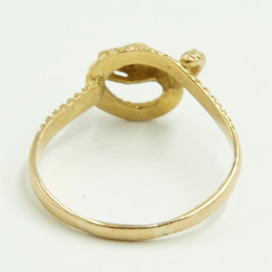 K18ダイヤモンドリング「蛇・ヘビ・スネーク」リング17号　重量2.77ｇ　（中古）