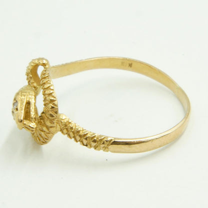 K18ダイヤモンドリング「蛇・ヘビ・スネーク」リング17号　重量2.77ｇ　（中古）