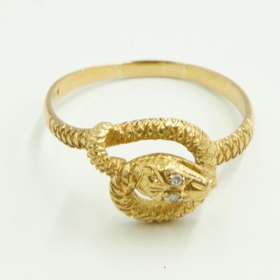 K18ダイヤモンドリング「蛇・ヘビ・スネーク」リング17号　重量2.77ｇ　（中古）