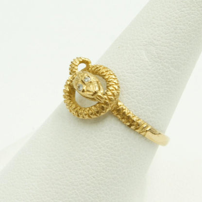 K18ダイヤモンドリング「蛇・ヘビ・スネーク」リング17号　重量2.77ｇ　（中古）