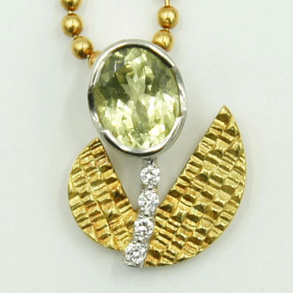 岩倉康二(イワクラ コウジ)K18/Pt900デザイナーズネックレス　重量11.91ｇ(石の重量含む)　レディース（中古）