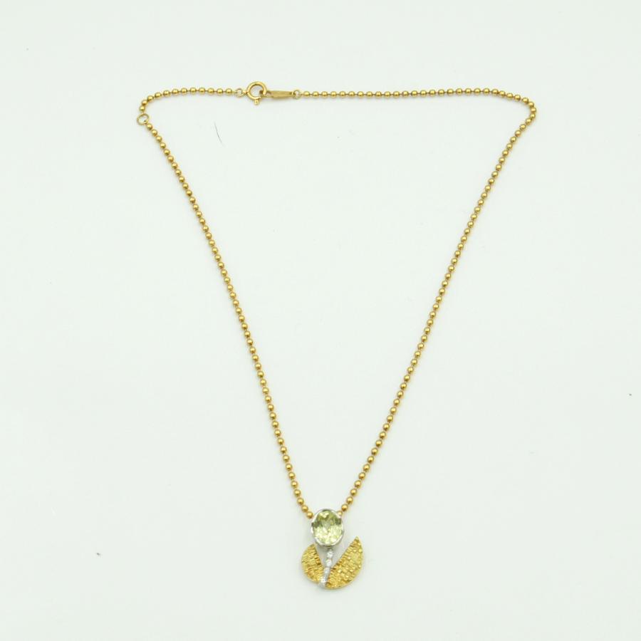 岩倉康二(イワクラ コウジ)K18/Pt900デザイナーズネックレス　重量11.91ｇ(石の重量含む)　レディース（中古）