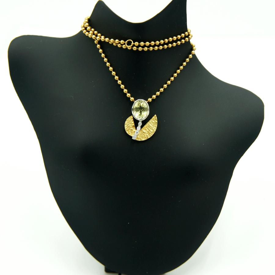 岩倉康二(イワクラ コウジ)K18/Pt900デザイナーズネックレス　重量11.91ｇ(石の重量含む)　レディース（中古）