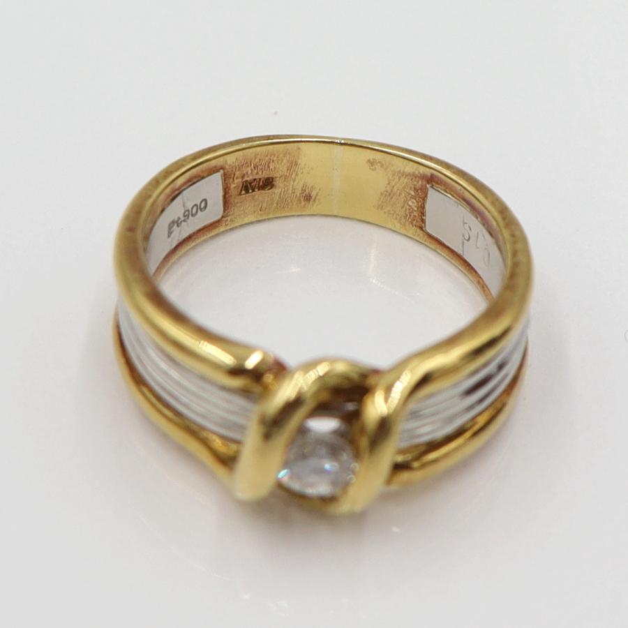 K18/Pt900ダイヤリング　D0.19ct　サイズ12号　重量7.35ｇ(石の重量を含む)　レディース(中古)