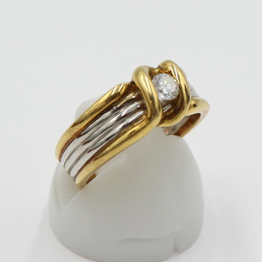 K18/Pt900ダイヤリング　D0.19ct　サイズ12号　重量7.35ｇ(石の重量を含む)　レディース(中古)