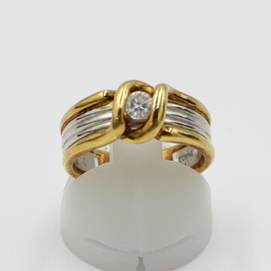 K18/Pt900ダイヤリング　D0.19ct　サイズ12号　重量7.35ｇ(石の重量を含む)　レディース(中古)