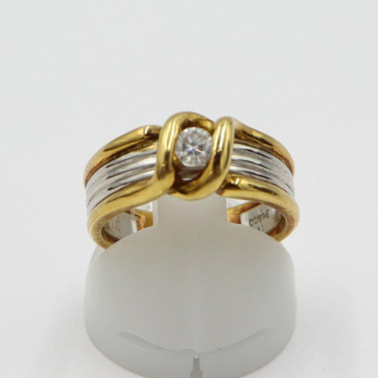 K18/Pt900ダイヤリング　D0.19ct　サイズ12号　重量7.35ｇ(石の重量を含む)　レディース(中古)