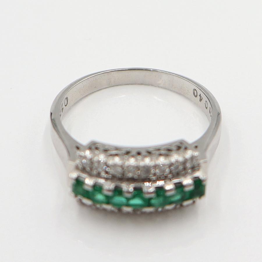 Pt900エメラルドリング　E0.40ct　D0.17ct　サイズ13号　重量5.47ｇ(石の重量含む)　レディース(中古)