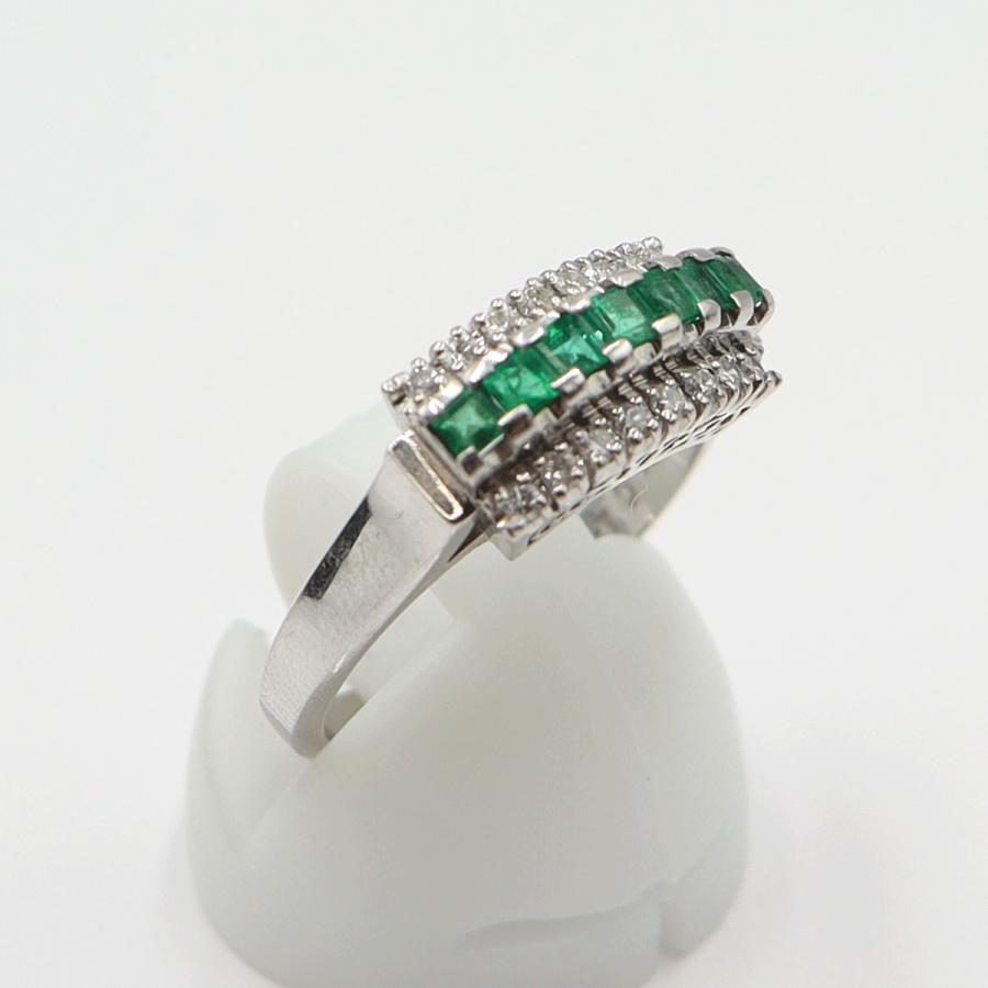 Pt900エメラルドリング　E0.40ct　D0.17ct　サイズ13号　重量5.47ｇ(石の重量含む)　レディース(中古)